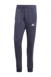 thumbnail: Donkerblauwe heren adidas Sportswear joggingbroek van katoen met straight fit, elastische tailleband met koord en strepenprint