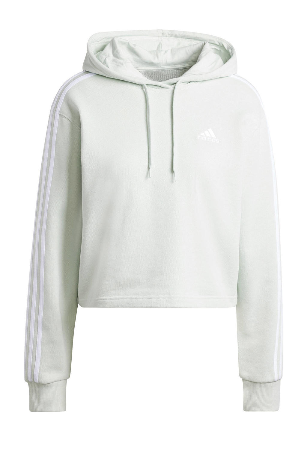 Lichtgroene dames adidas Sportswear hoodie van katoen met effen, lange mouwen en capuchon