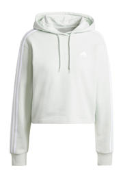 thumbnail: Lichtgroene dames adidas Sportswear hoodie van katoen met effen, lange mouwen en capuchon