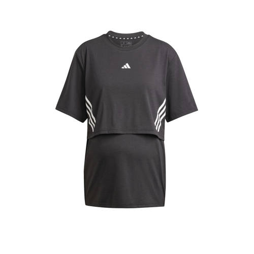 adidas Performance zwangerschaps sportshirt zwart/wit afbeelding