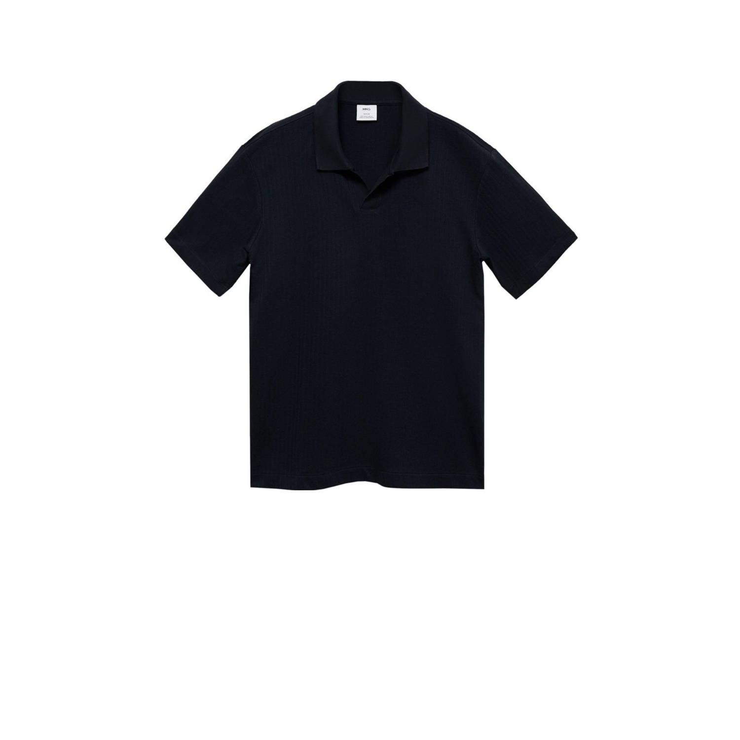 Mango Man gebreide regular fit polo met ingebreid patroon marine