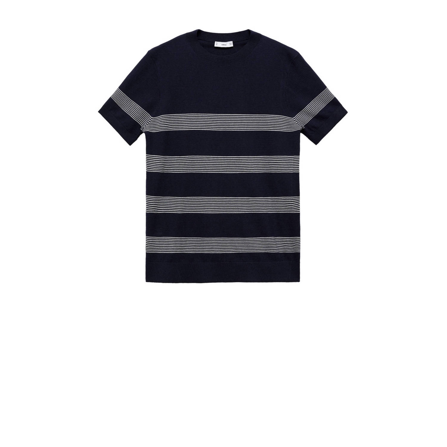 Mango Man gestreept gebreid T-shirt marine
