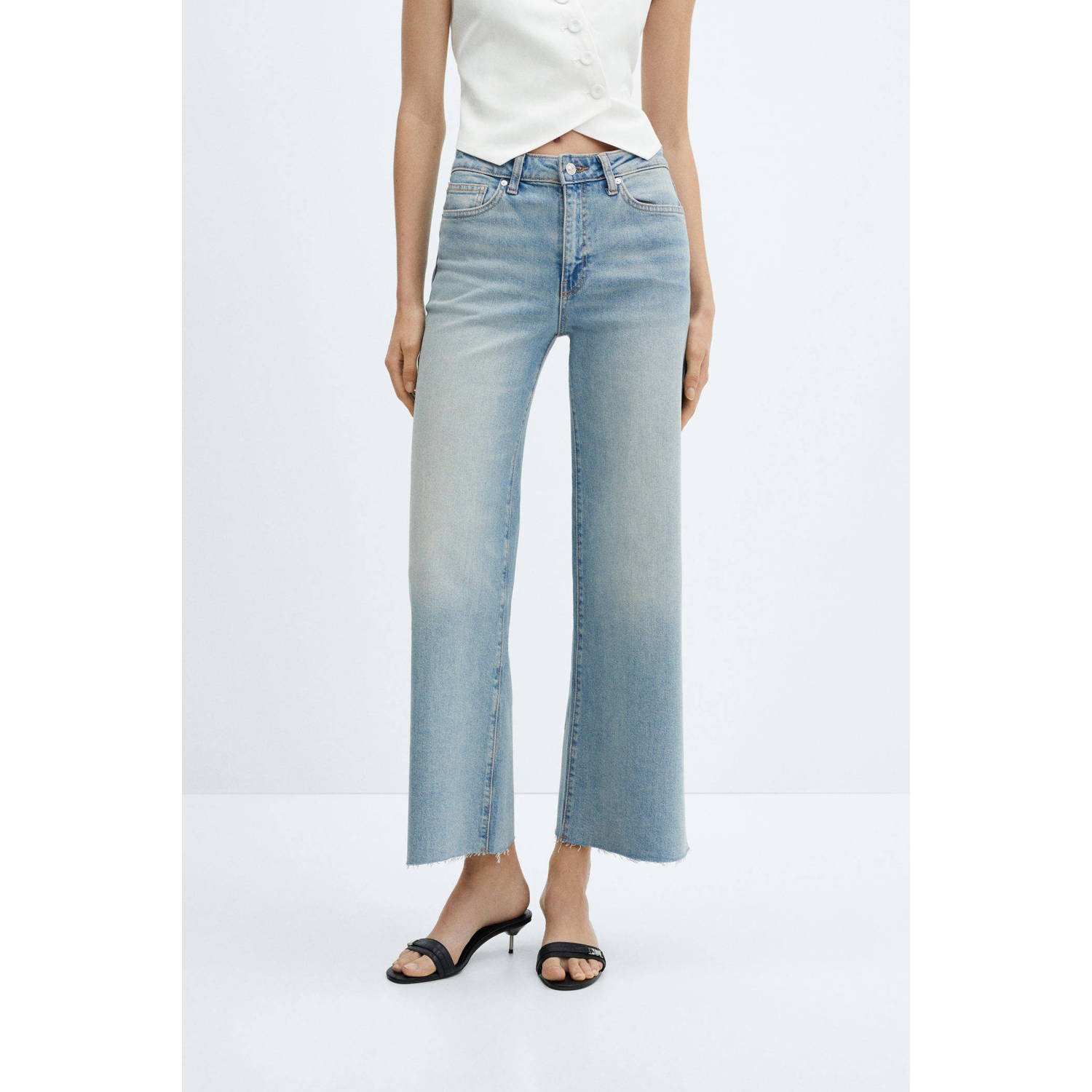 Mango cropped jeans light blue denim