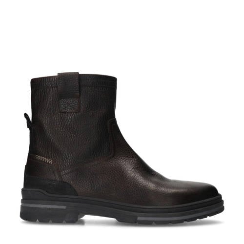 Manfield gevoerde leren enkelboots donkerbruin afbeelding