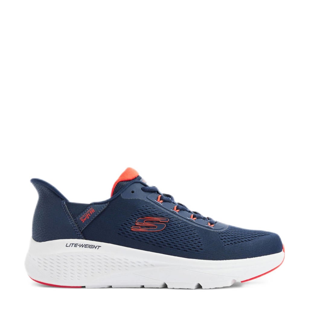 Marineblauwe heren Skechers sneakers blauw van textiel en imitatieleer met veters