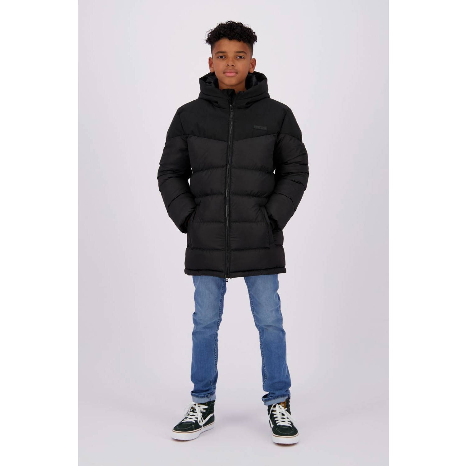 Raizzed gewatteerde winterjas Tulun zwart Jongens Polyester Capuchon Effen 104