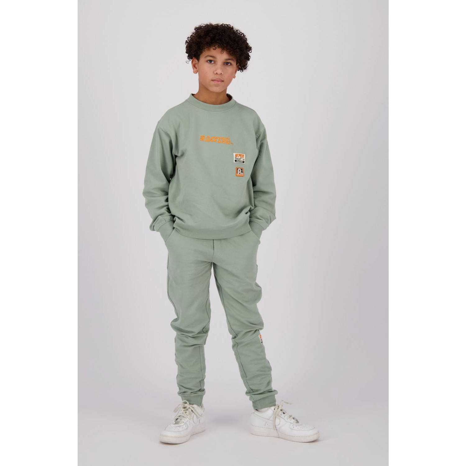 Raizzed sweater Oxnard met printopdruk zachtgroen