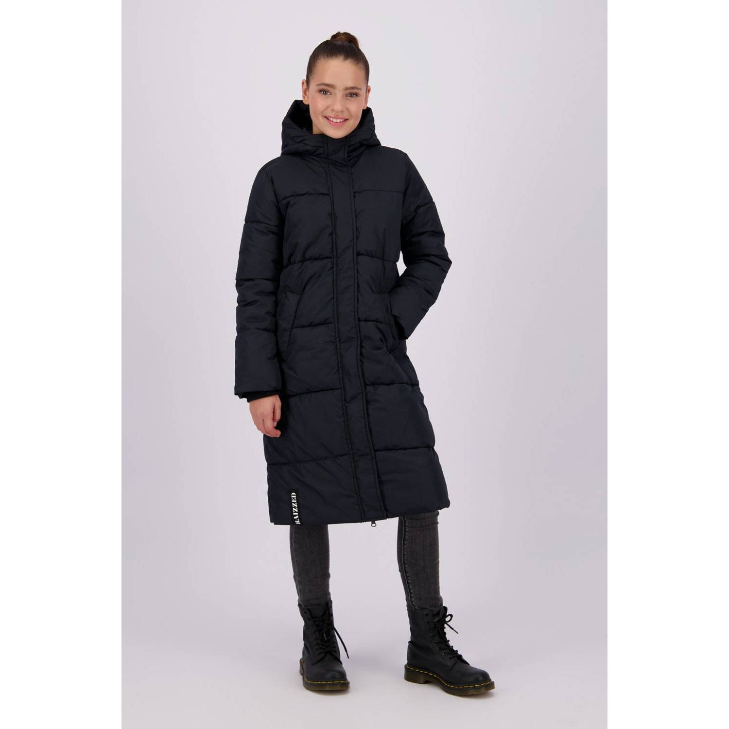 Raizzed gewatteerde winterjas Tina zwart Meisjes Polyester Capuchon Effen 128
