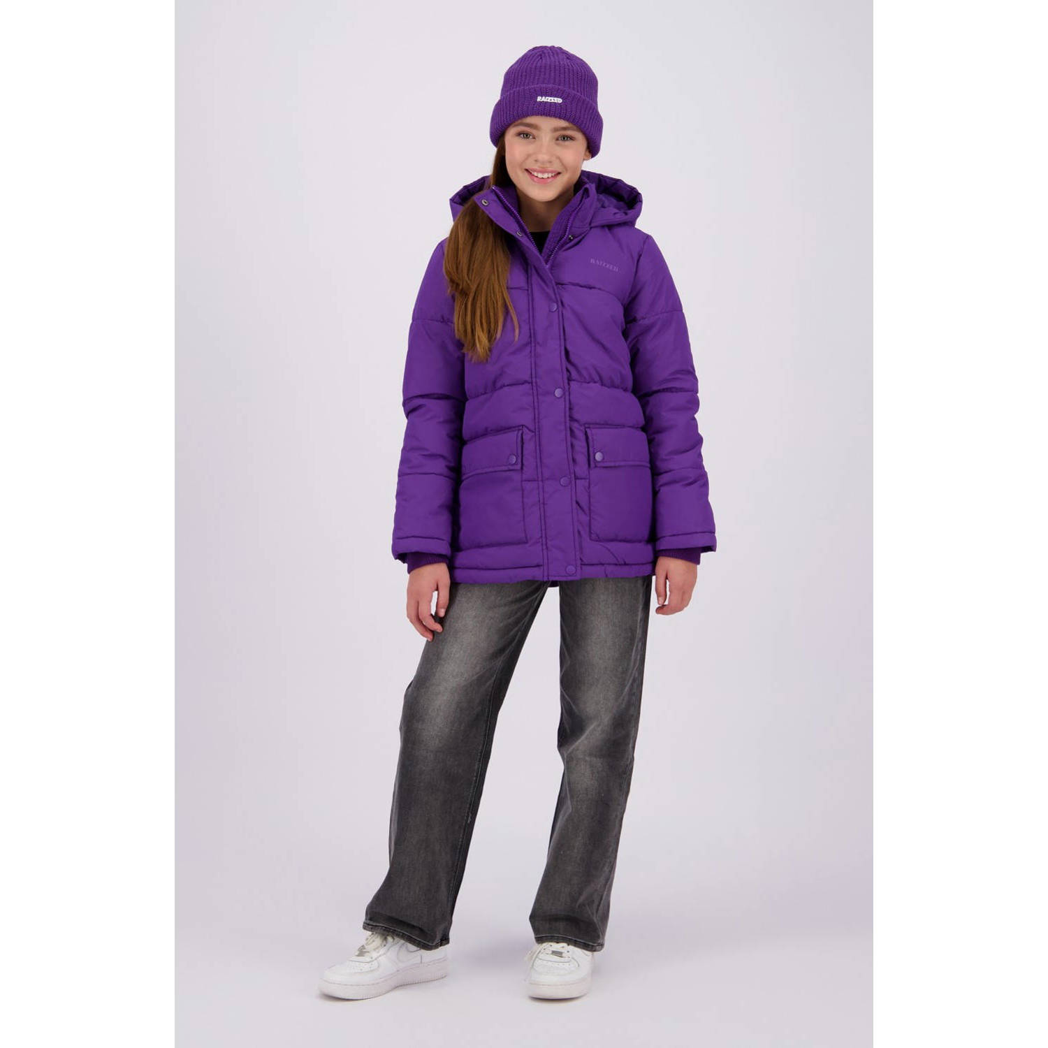Raizzed gewatteerde winterjas Manou paars Meisjes Polyester Capuchon Effen 128