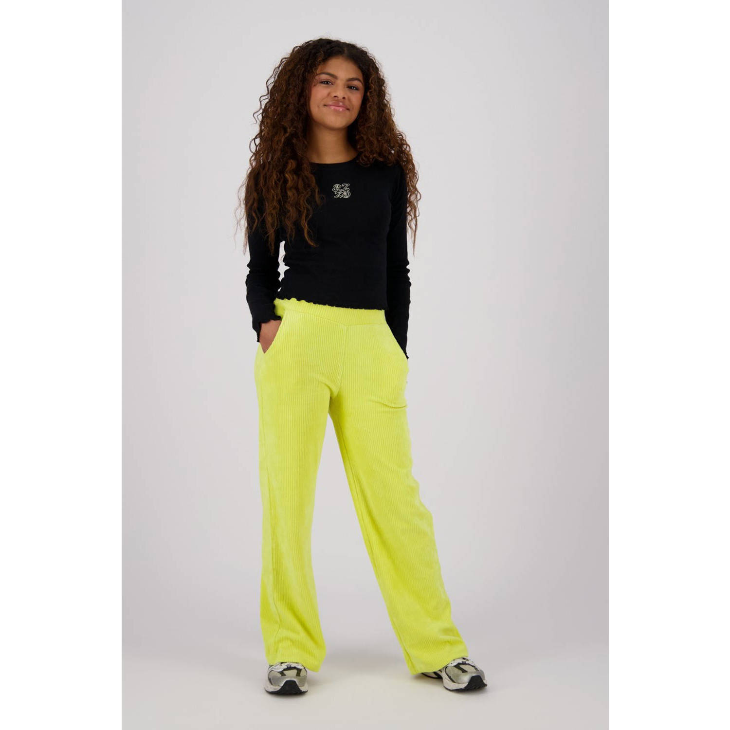 Raizzed longsleeve Rosie zwart Meisjes Stretchkatoen Ronde hals Effen 128