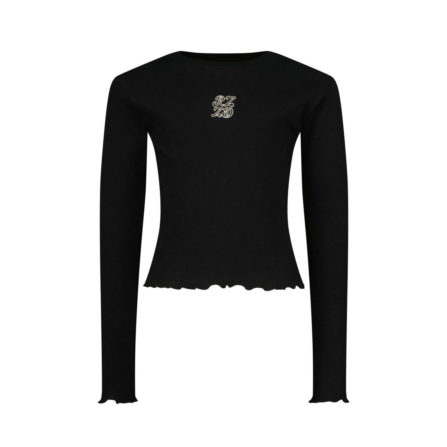 Raizzed longsleeve Rosie zwart Meisjes Stretchkatoen Ronde hals Effen 104