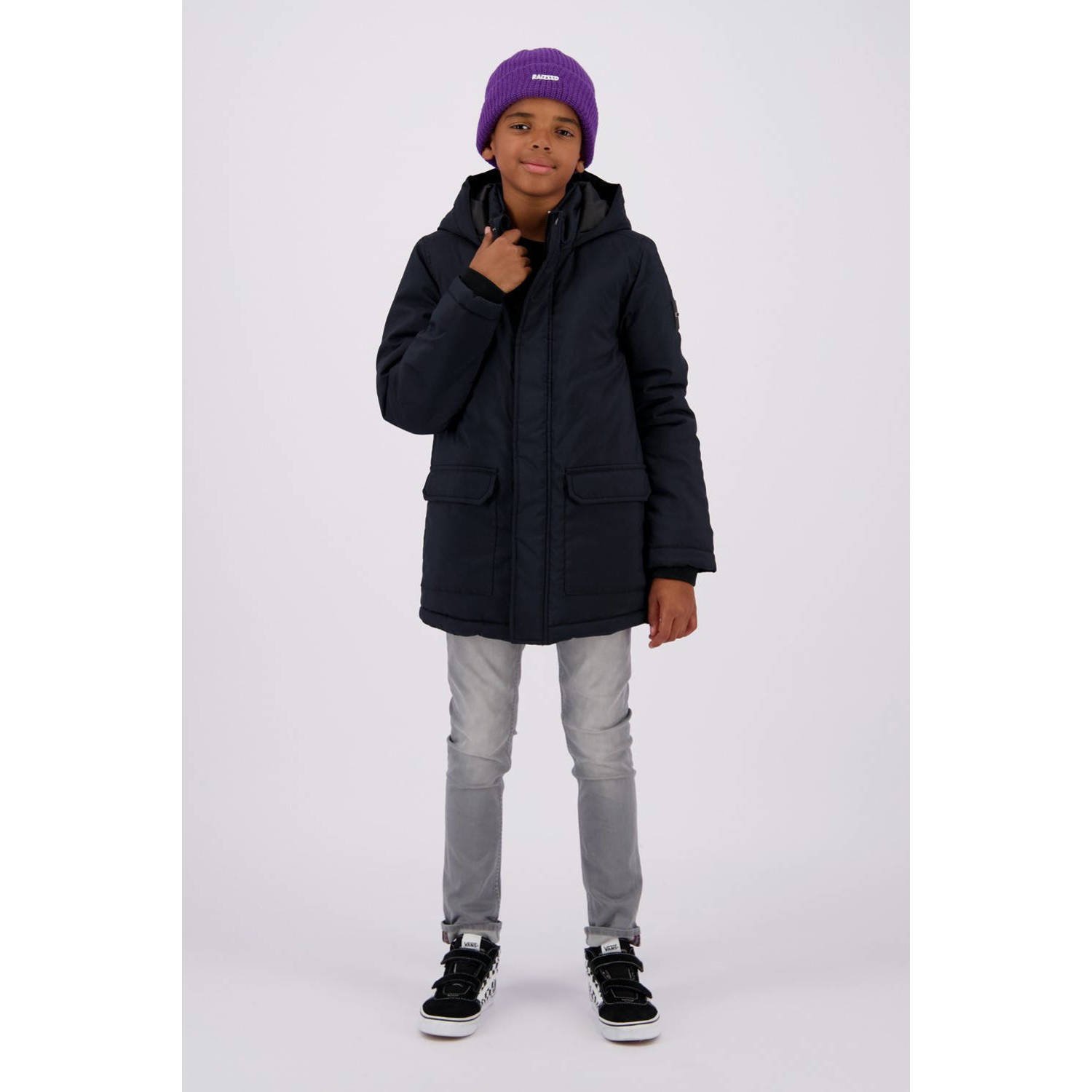 Raizzed gewatteerde winterjas Tafo zwart Jongens Polyester Capuchon Effen 140