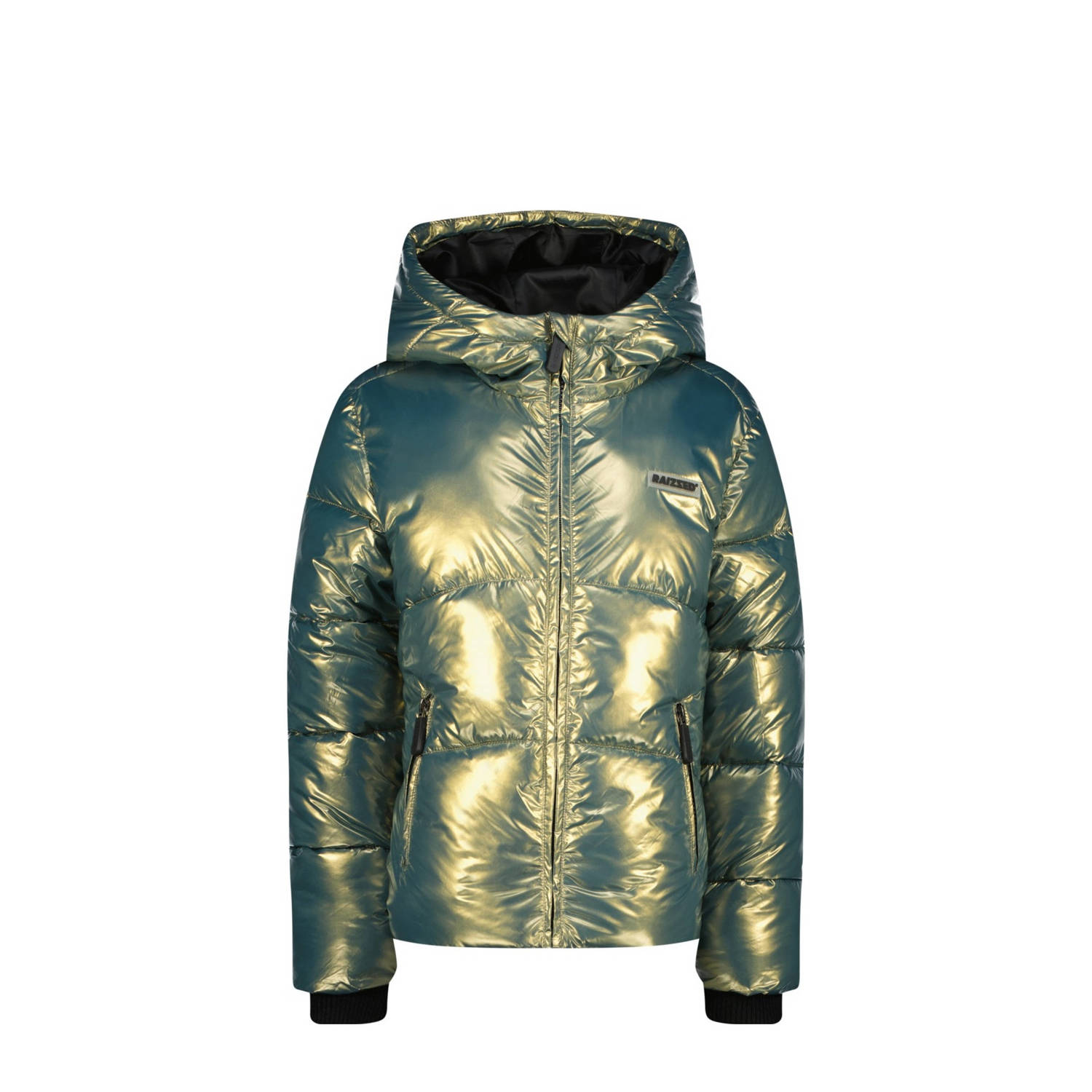 Raizzed gewatteerde winterjas Marly groen metallic Meisjes Polyester Capuchon 176