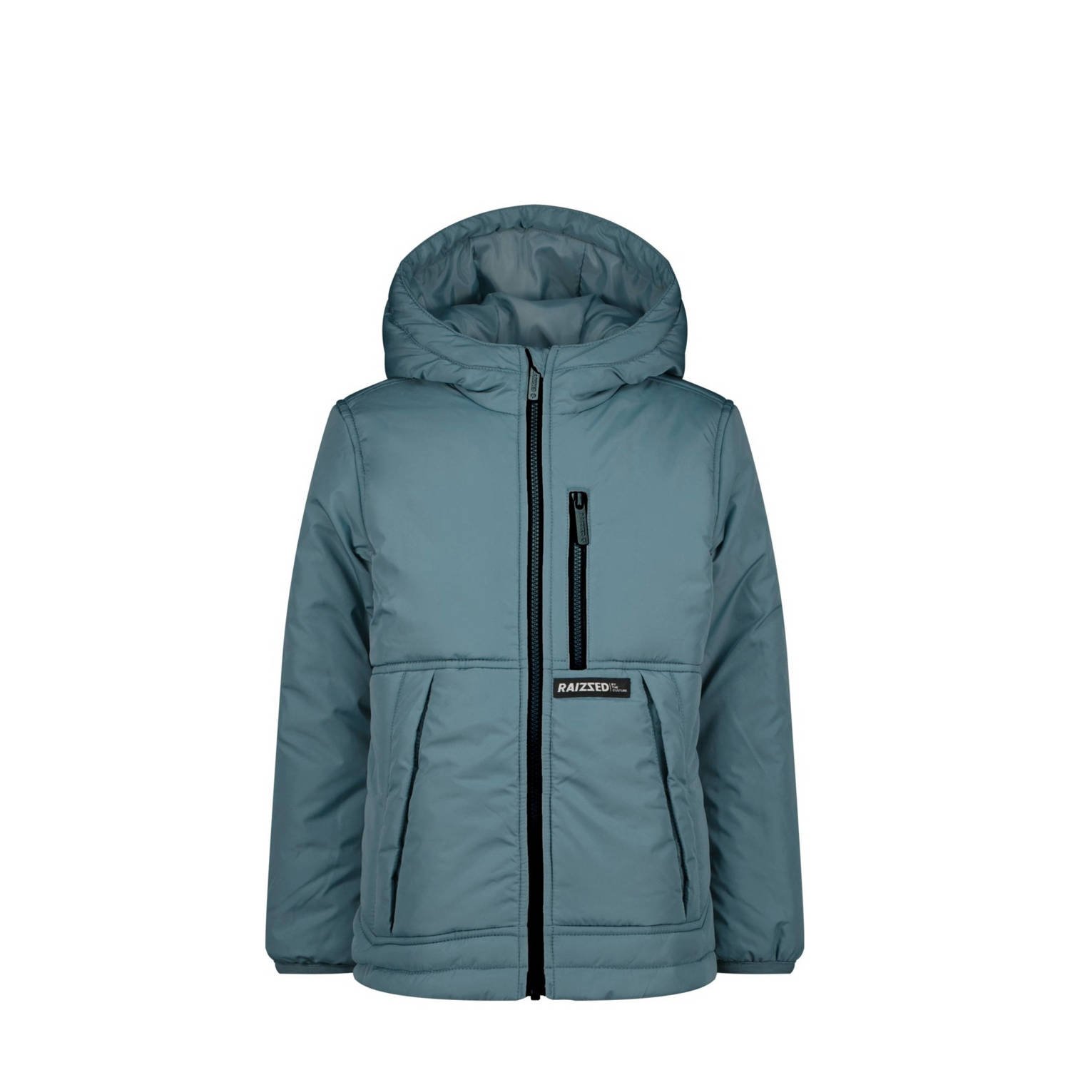 Raizzed gewatteerde winterjas Troy grijsblauw Jongens Polyester Capuchon 128