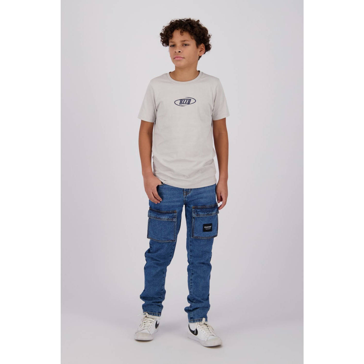 Raizzed T-shirt Abuja met printopdruk lichtgrijs Jongens Katoen Ronde hals 116
