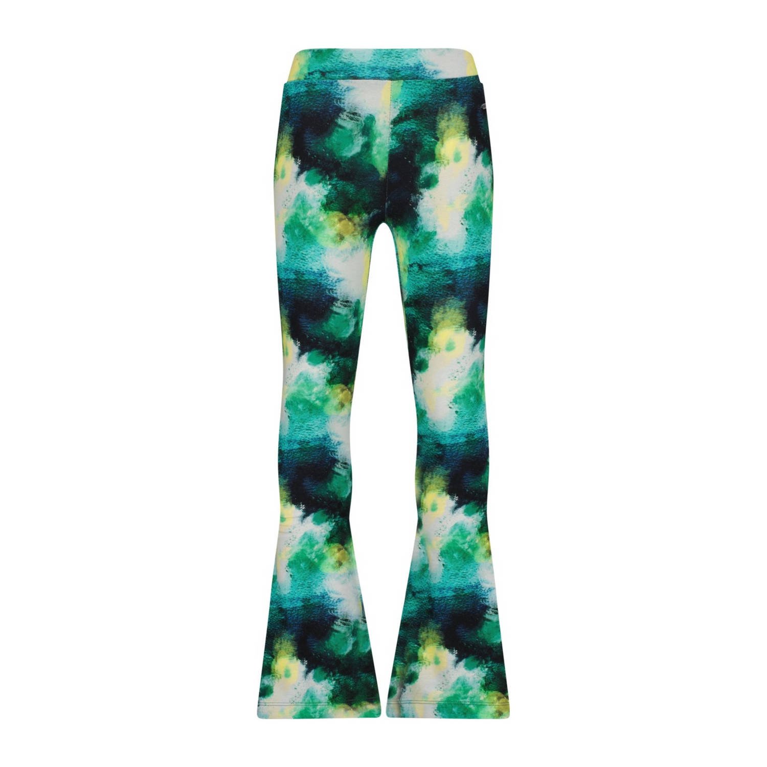 Raizzed flared broek Rae met all over print groen zwart wit