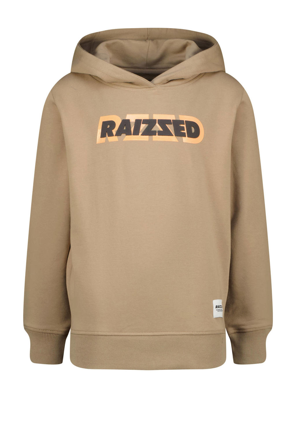 Bruine jongens Raizzed hoodie Neor van sweat materiaal met logo dessin, lange mouwen en capuchon