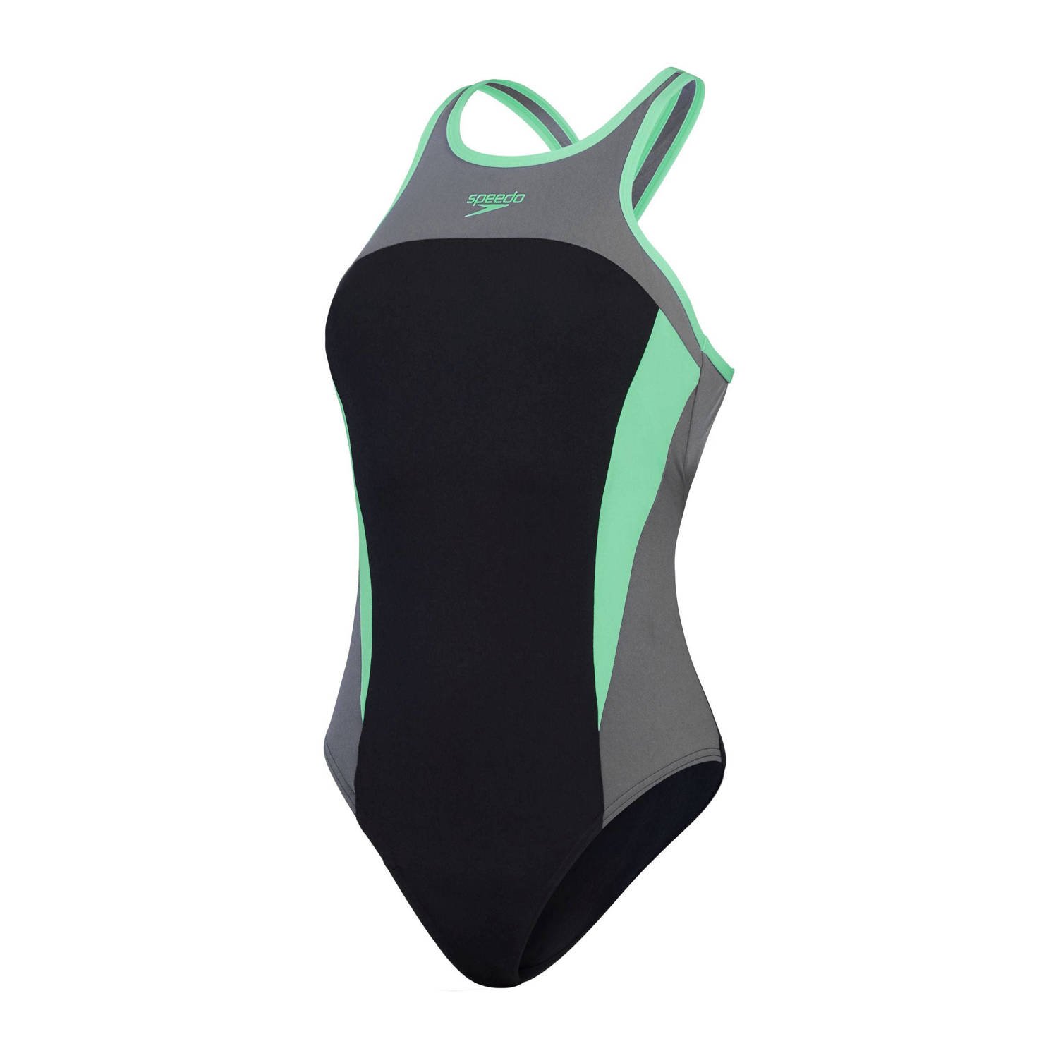 Speedo Endurance+ sportbadpak Splice zwart turquoise grijs