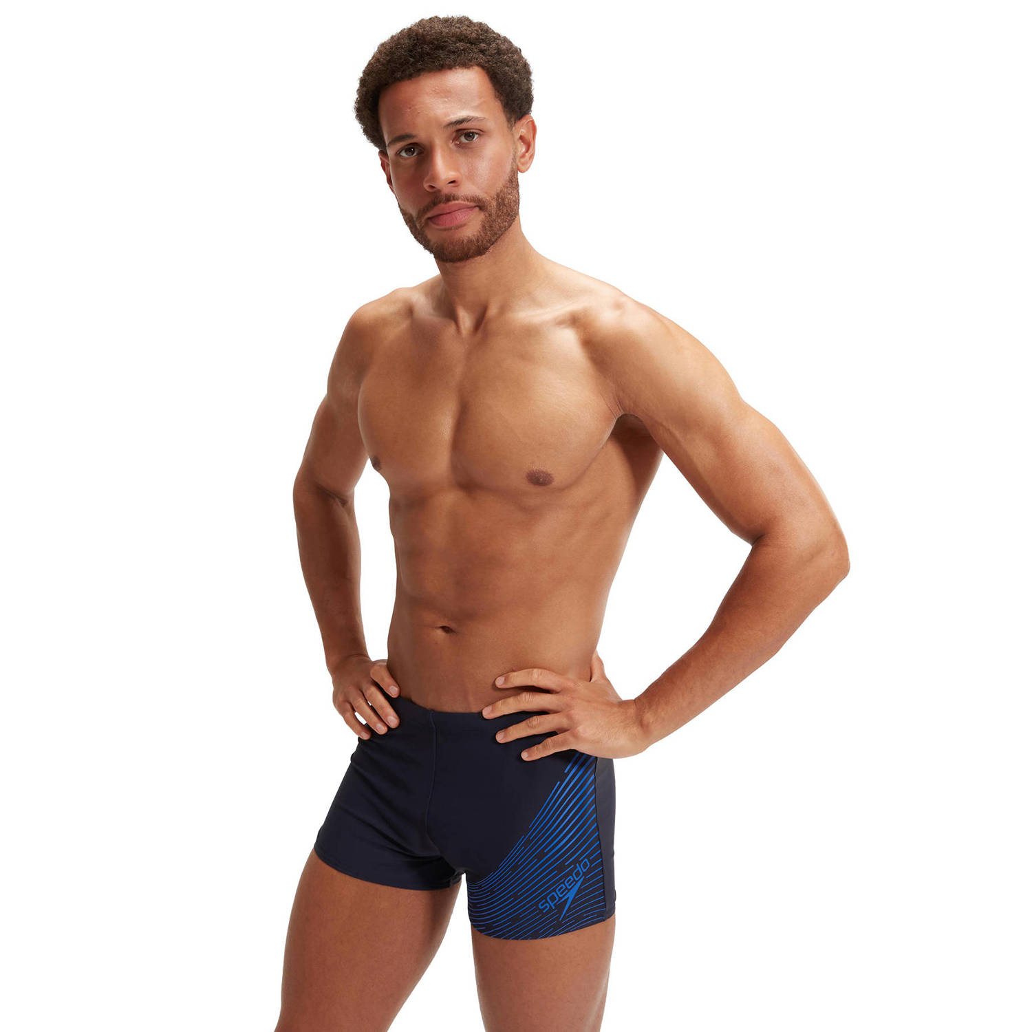 Speedo zwemboxer Medley Logo donkerblauw blauw