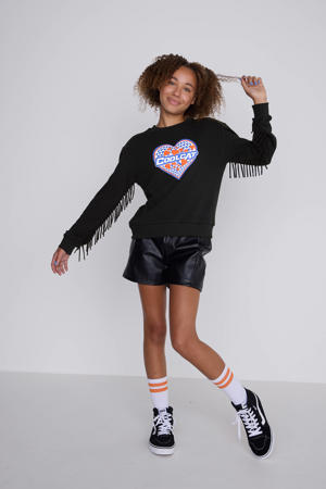 Sweater Tori met Franjes en Hart Print