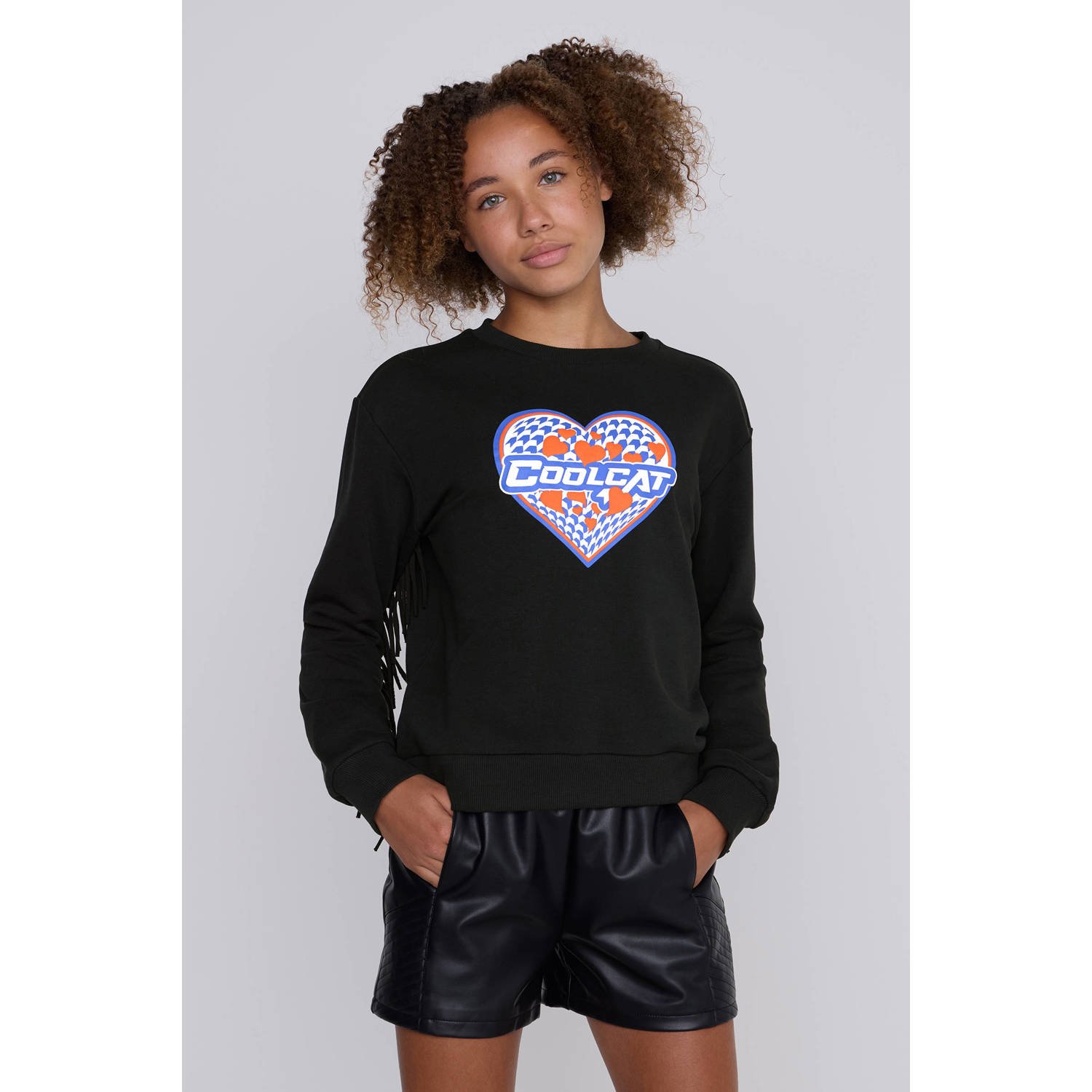 Coolcat Sweater Tori met Franjes en Hart Print