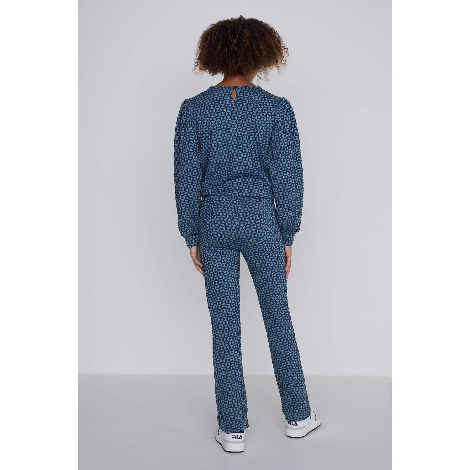 Coolcat Flare Broek Bailey met Geometrisch Jacquard Patroon
