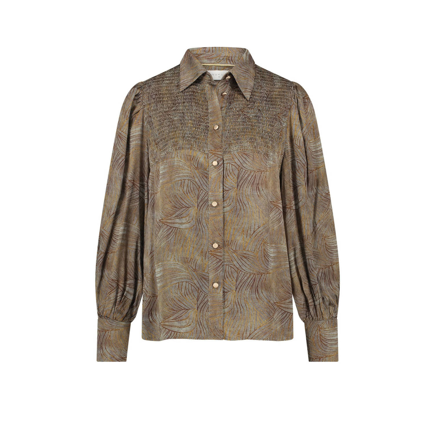 NUKUS blouse Prestonia met all over print bruin