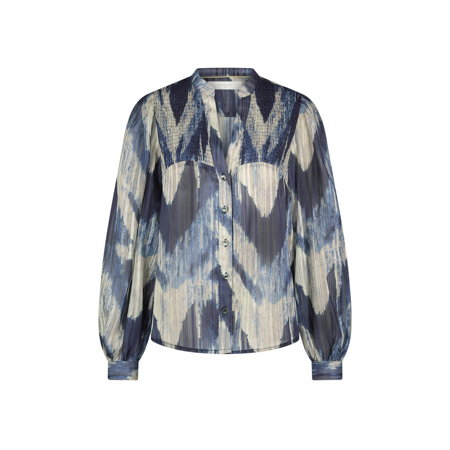 NUKUS blouse Prestonia donkerblauw lichtblauw beige