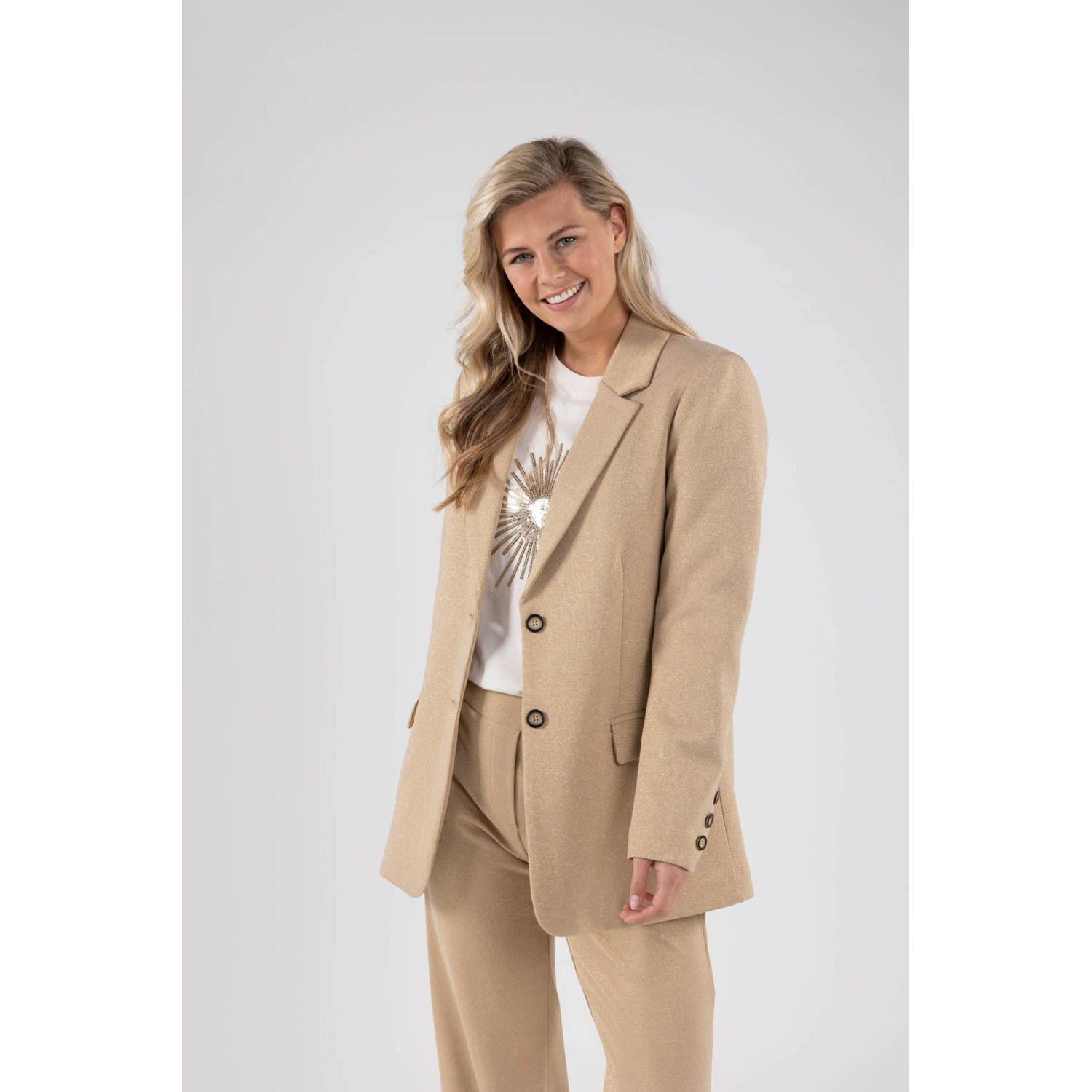 Nukus Lurex Blazer Fw24029 Yellow Dames