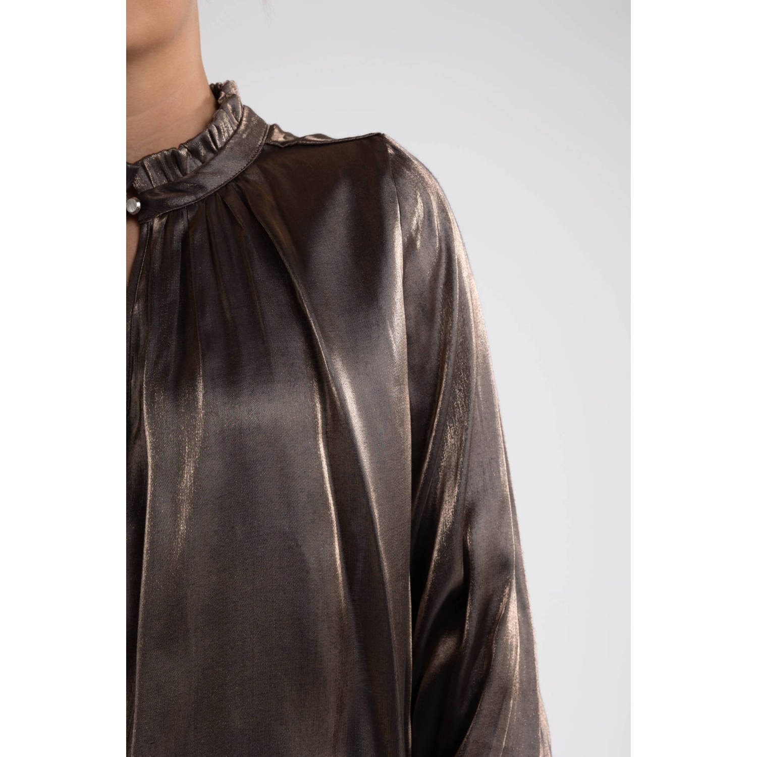 NUKUS blouse Marbella donkerbruin