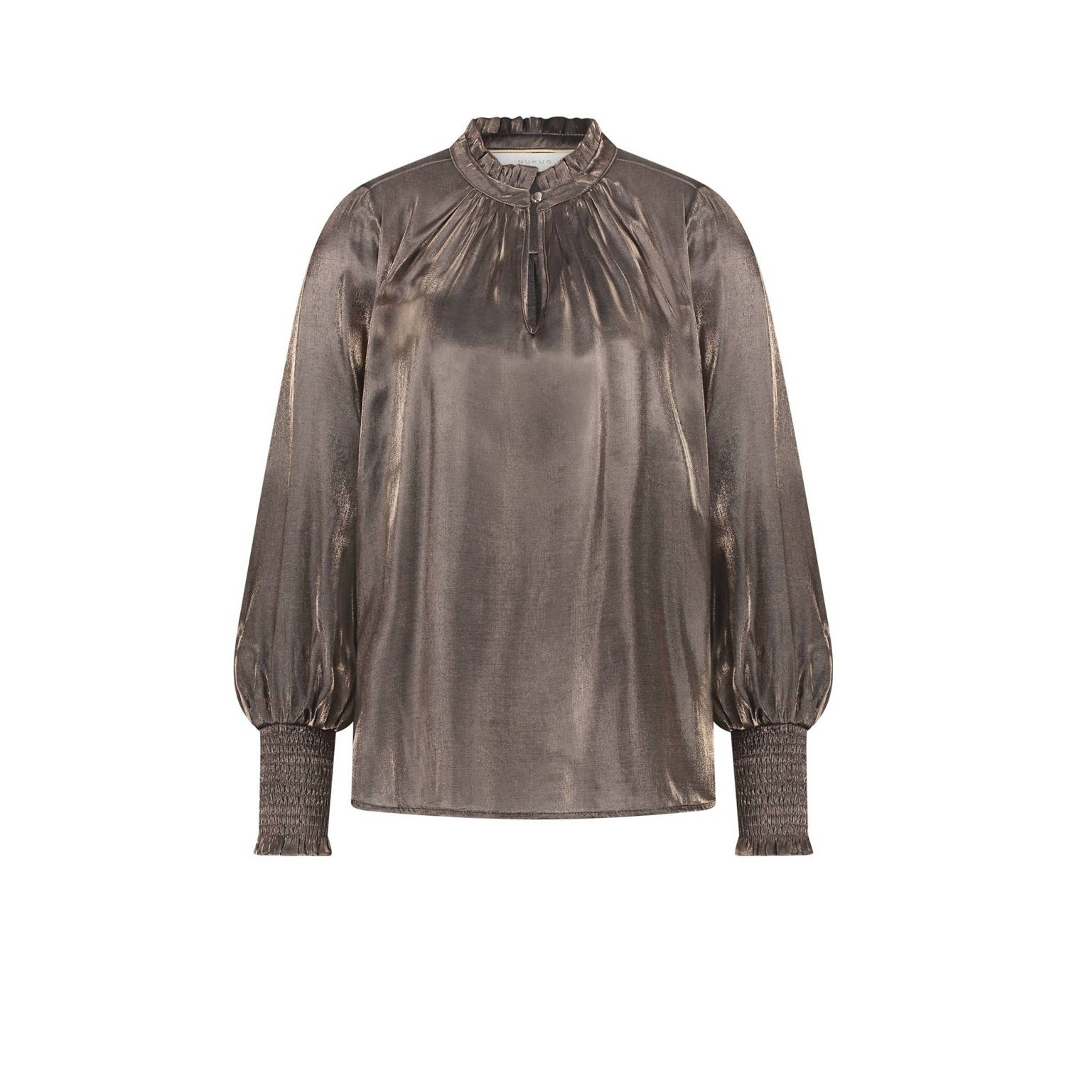 Nukus Marbella Blouse Lange Mouw Top Brown Dames