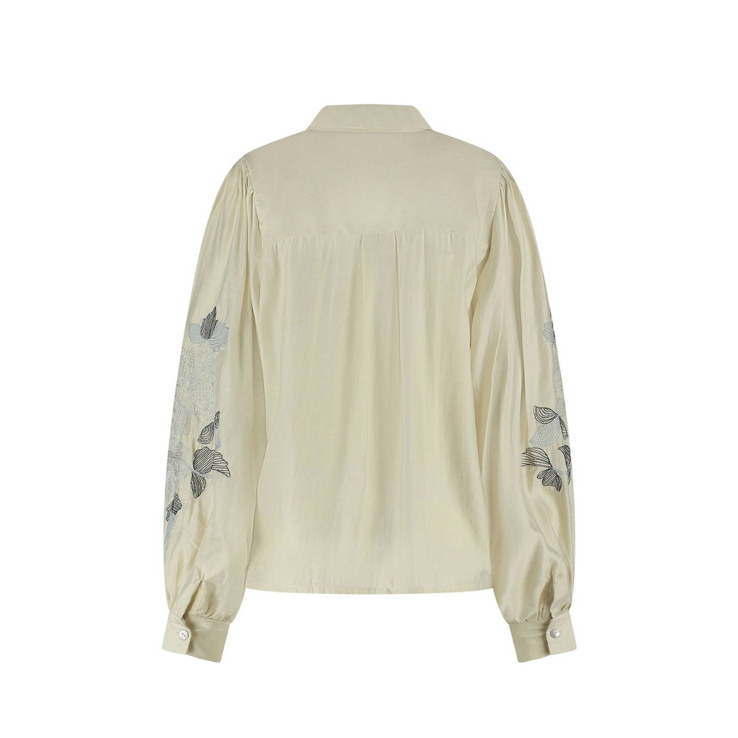 NUKUS gebloemde blouse Milanova crème blauw