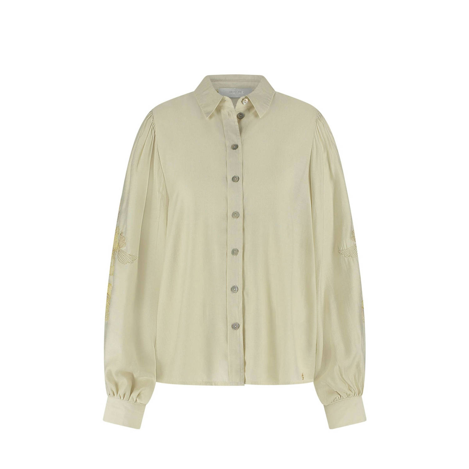 Nukus Milanova Lange Mouw Blouse Beige Dames