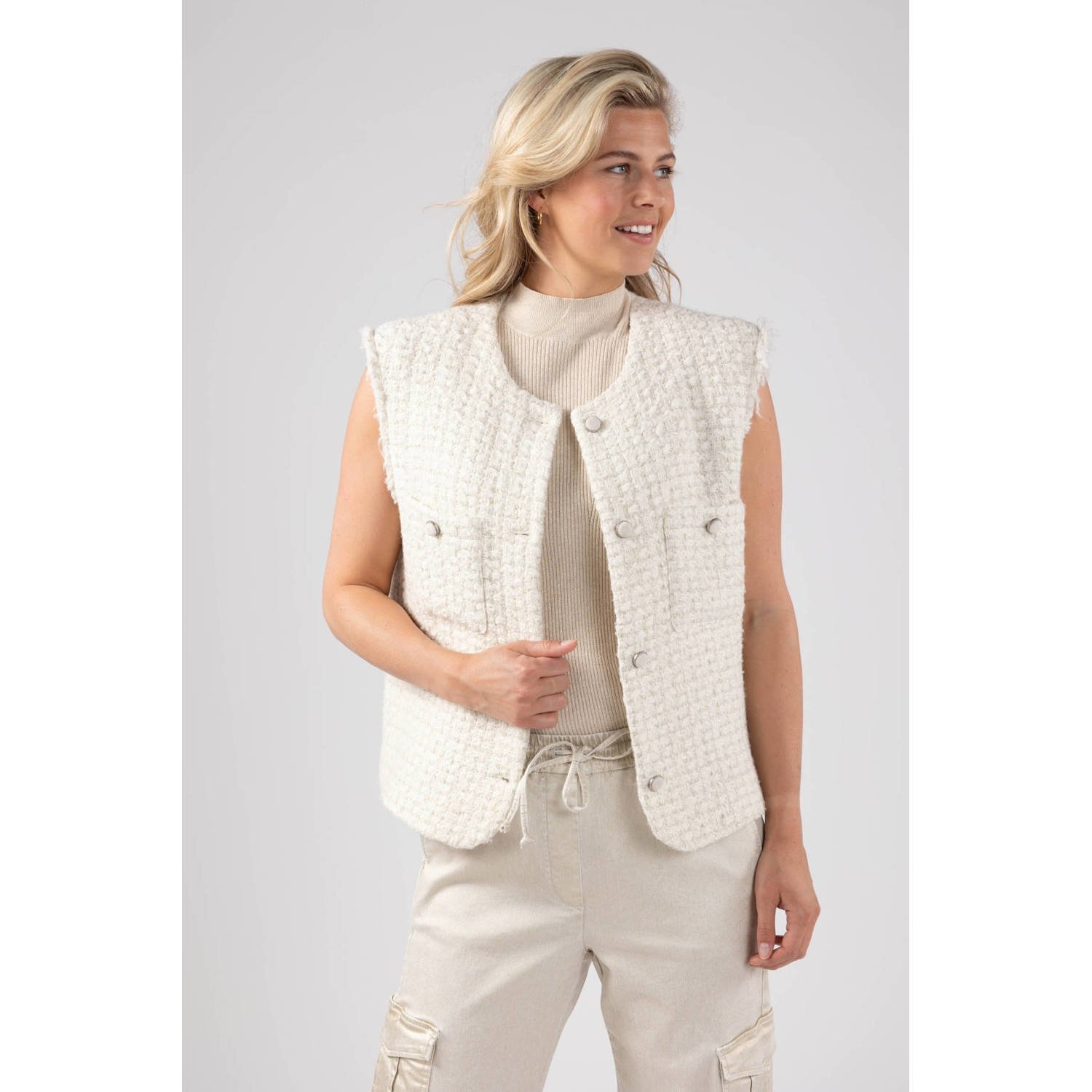 NUKUS gilet Arabella met wol wit