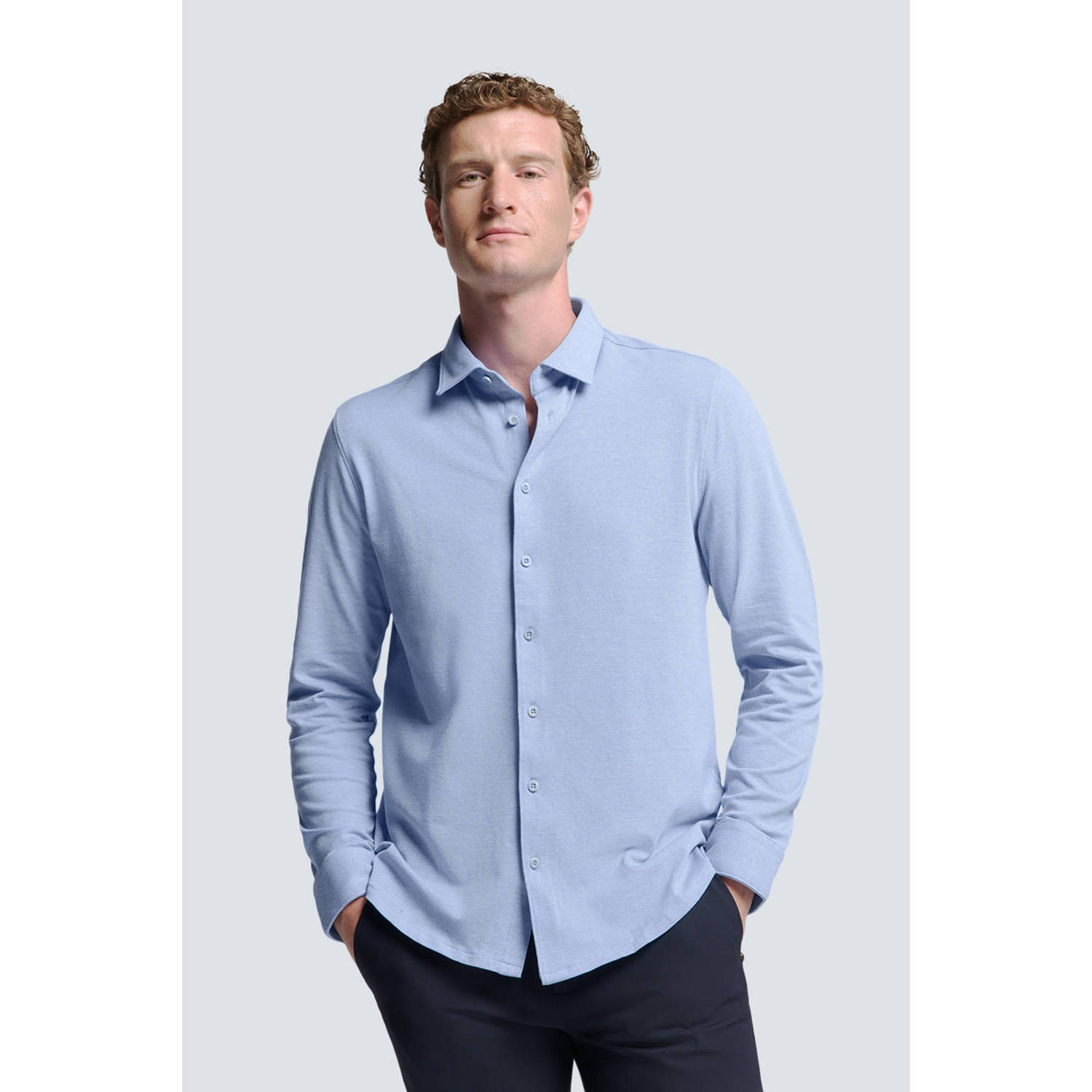 No Excess regular fit overhemd office blue