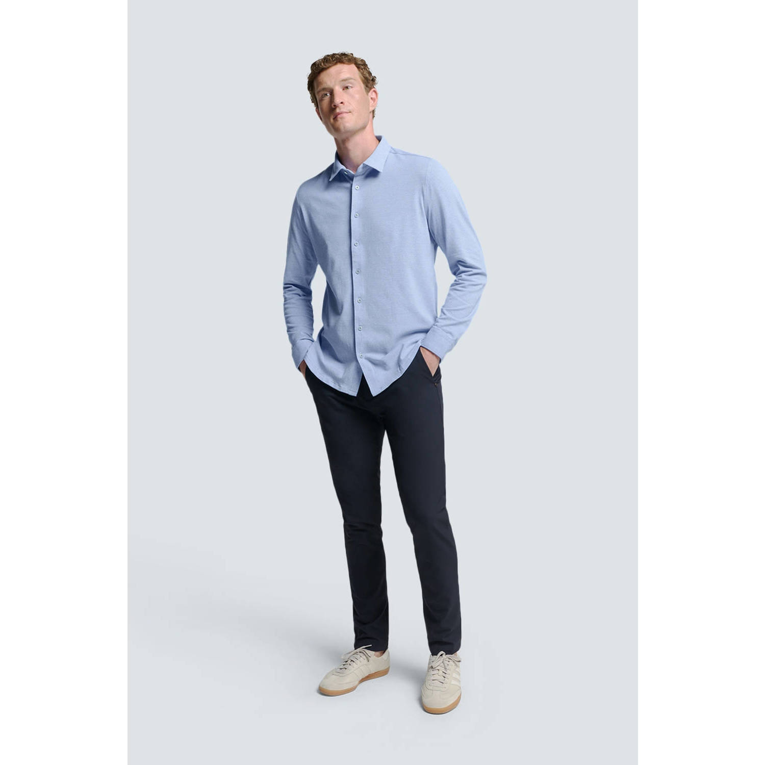 No Excess regular fit overhemd office blue