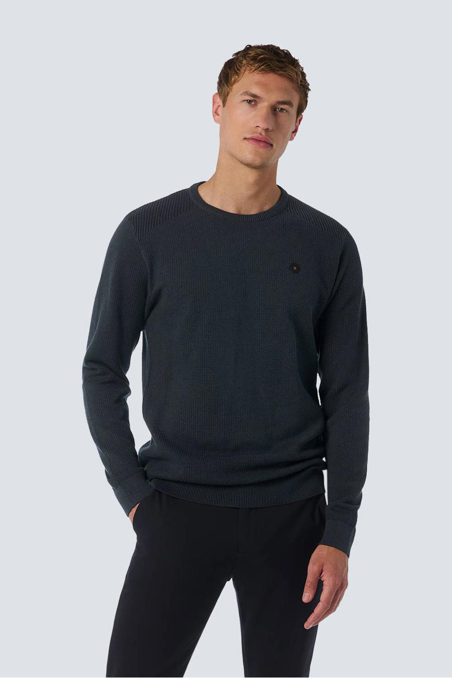 Leif Nelson LN5015 Gebreide herenjas met capuchon, slim fit, wintertrui