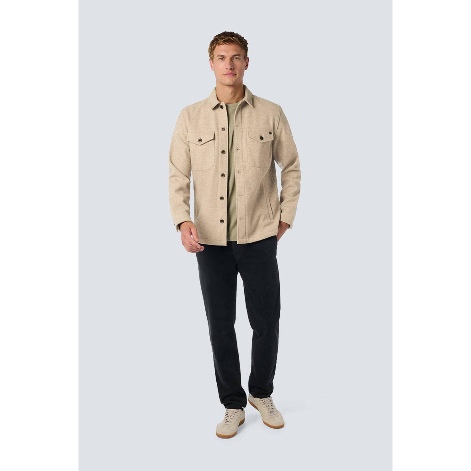 No Excess gemêleerd overshirt beige