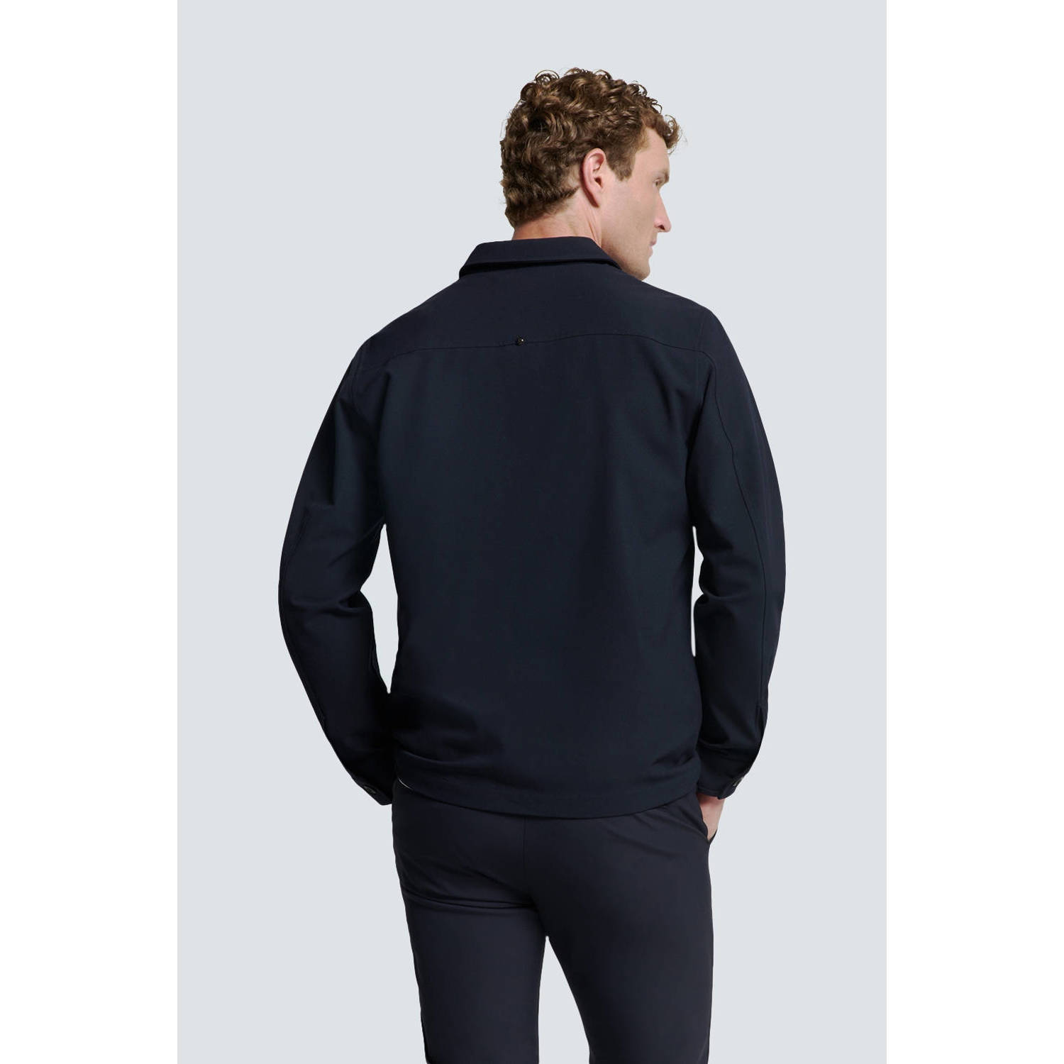 No Excess regular fit overshirt donkerblauw