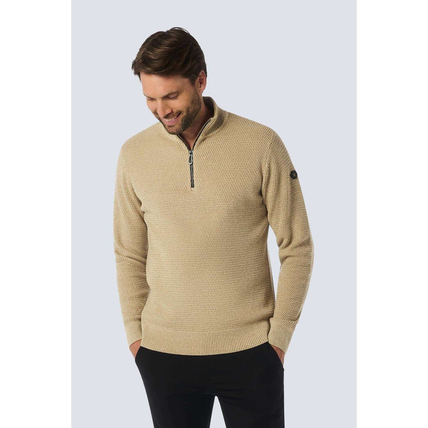 No Excess gebreide trui met ingebreid patroon beige