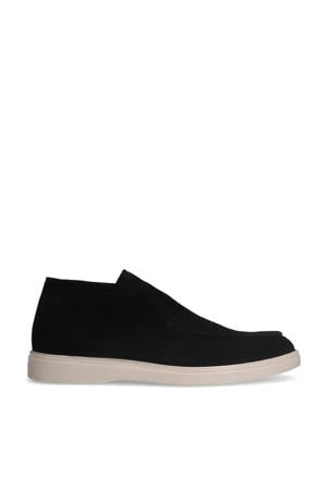 suède enkelboots zwart