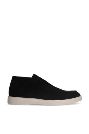 suède enkelboots zwart