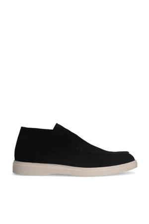 suède enkelboots zwart