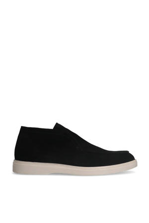 suède enkelboots zwart