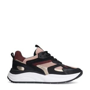 chunky leren sneakers zwart/roze