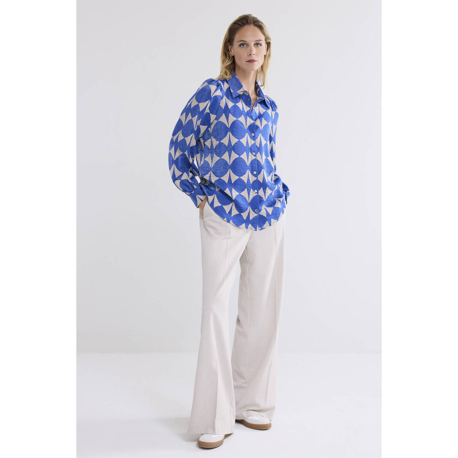 Summum Woman Blouse met twee tinten print Stijlvol veelzijdig Blue Dames