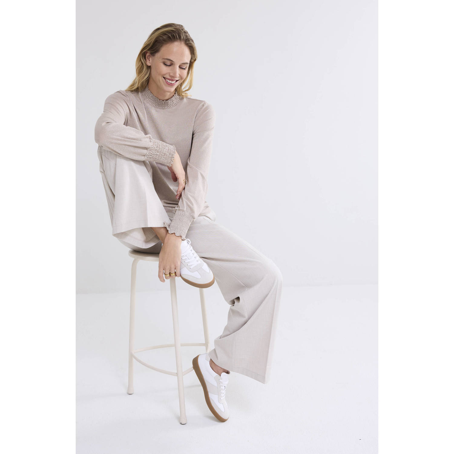 Summum gebreide trui beige met lurex