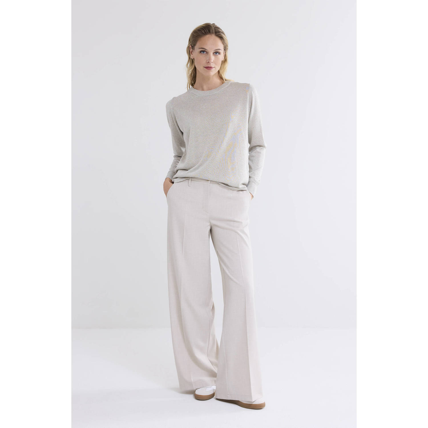Summum wide leg regular waist pantalon beige