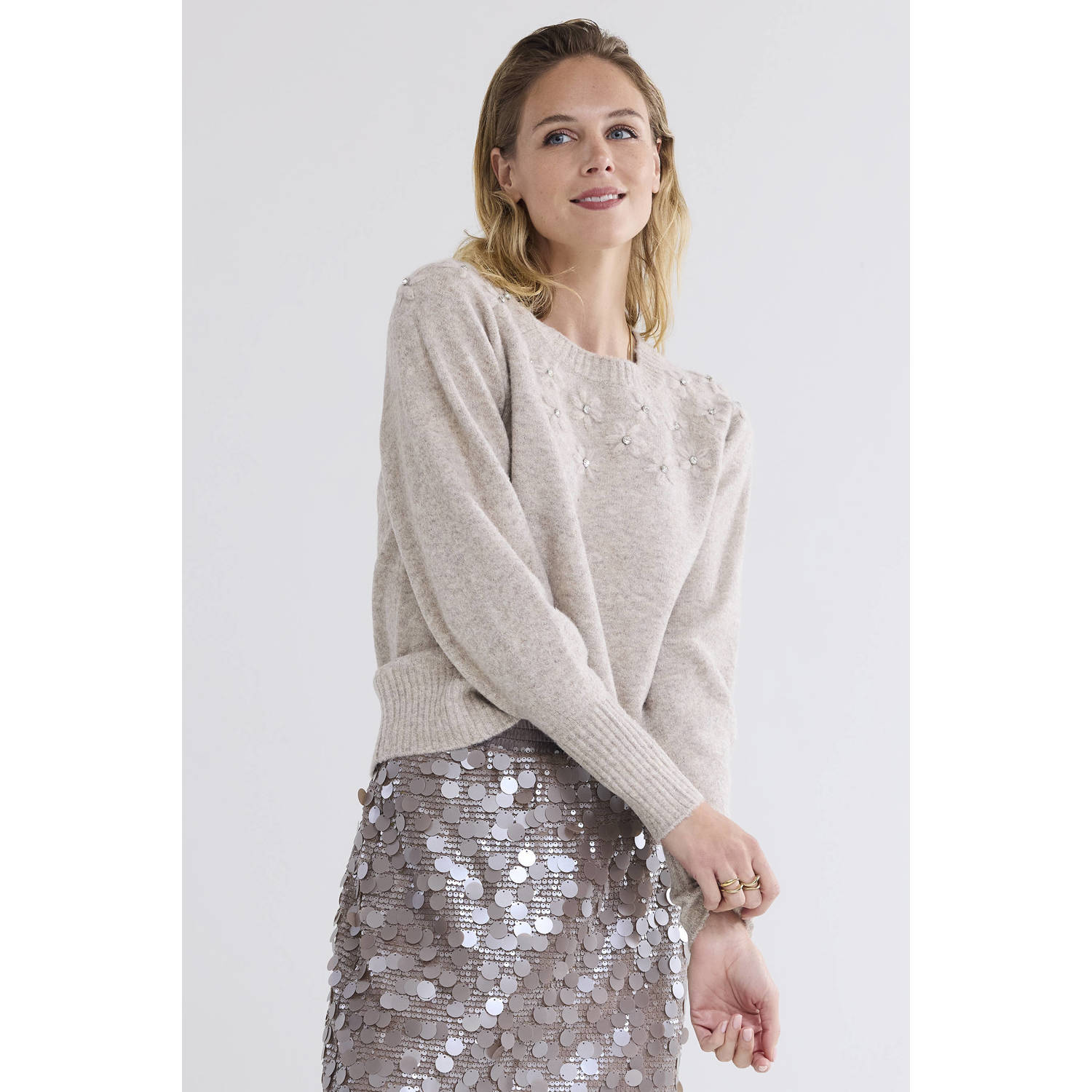 Summum Woman Beige Wollen Blend Gebreide Trui Beige Dames