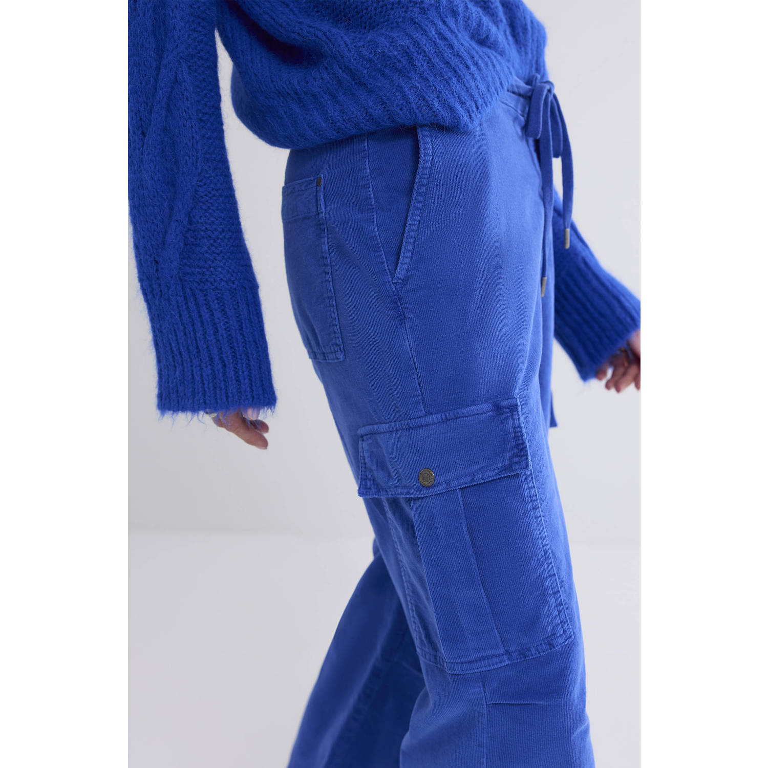 Summum relaxed regular waist cargo broek blauw